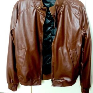 Men’s Small Bomber Style Faux Leather Jacket